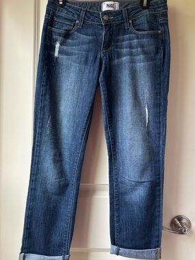 PAIGE Dark Blue Distressed Boyfriend Jeans / SZ 24 (EUC)